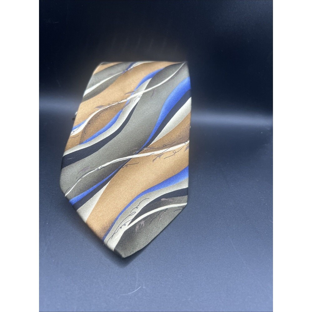 Murano Italia Men's Necktie with an abstract pattern. Gold, Blue, Black